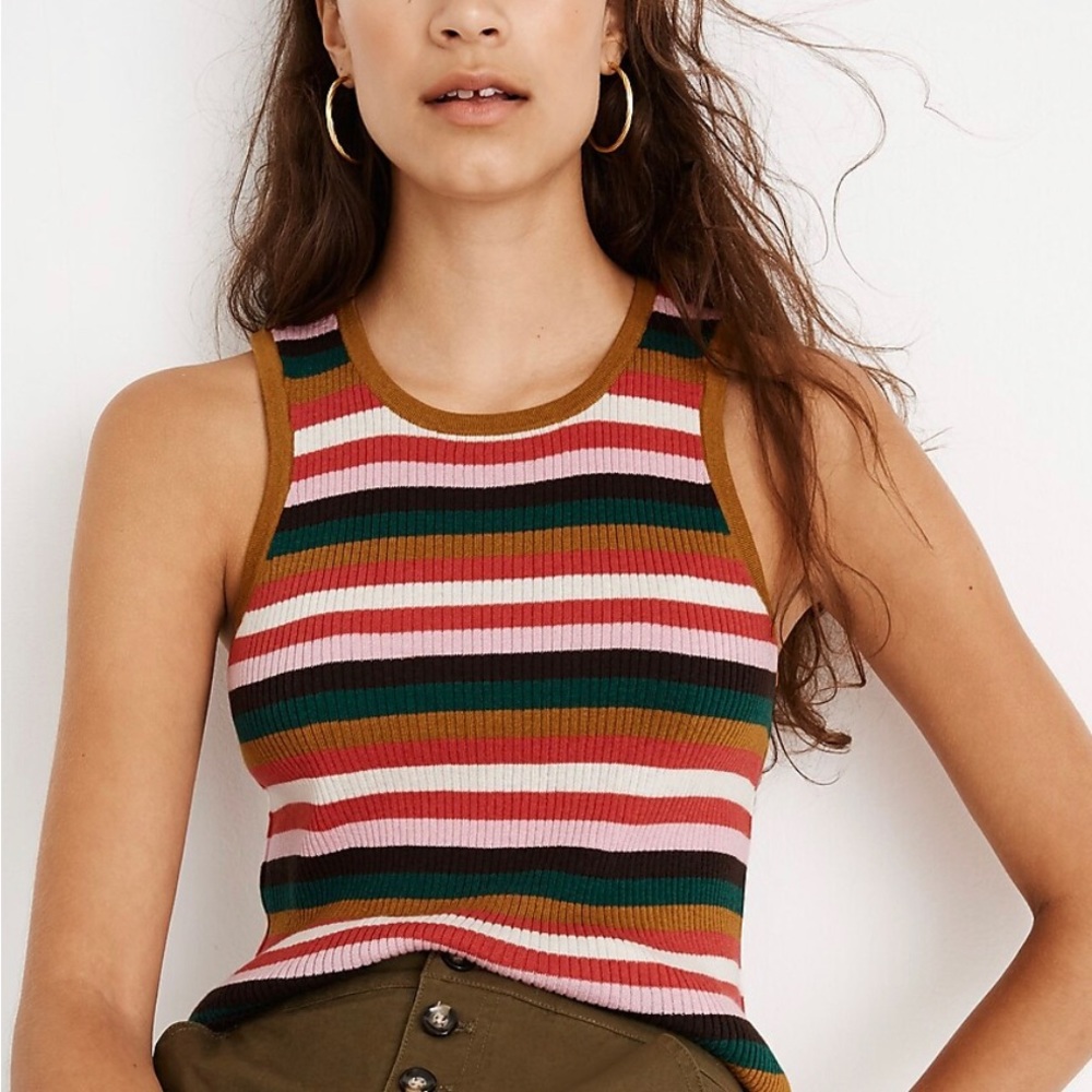 Madewell Striped Bayford Sweater Tank size xxs